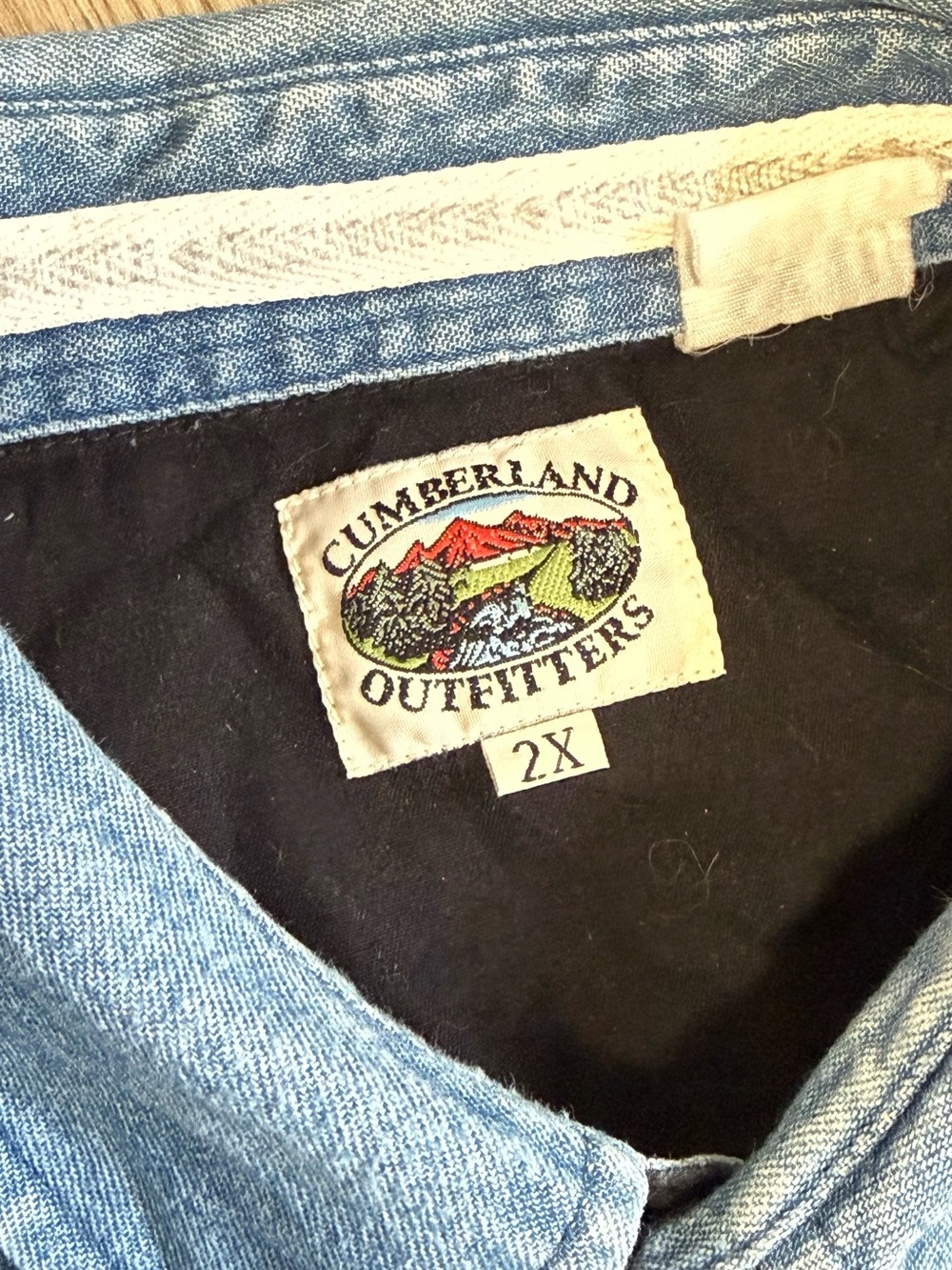 Vintage Cumberland Outfitter Denim & Black Aztec Western Steer Roping Shirt XXL - Picture 6 of 8
